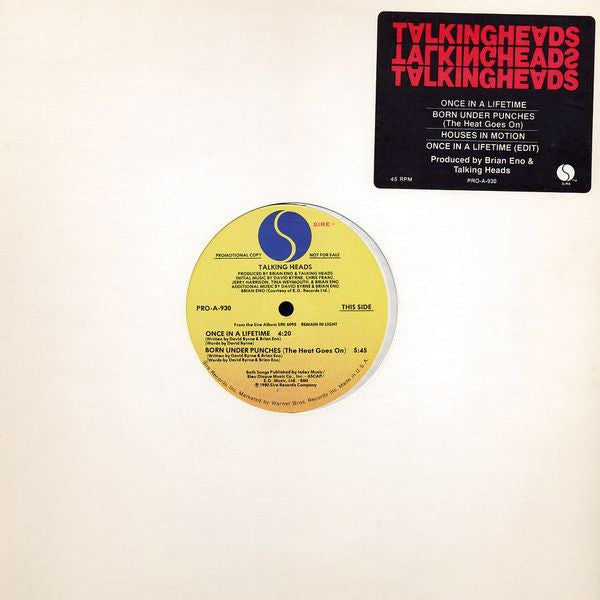Talking Heads : Once In A Lifetime (12", Promo)