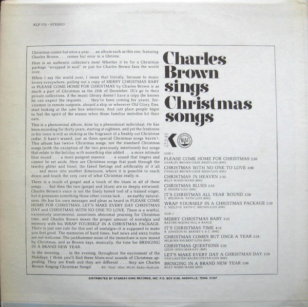 Charles Brown : Sings Christmas Songs (LP, Album, RE)