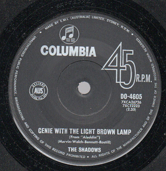 The Shadows : Genie With The Light Brown Lamp (7&quot;, Single)