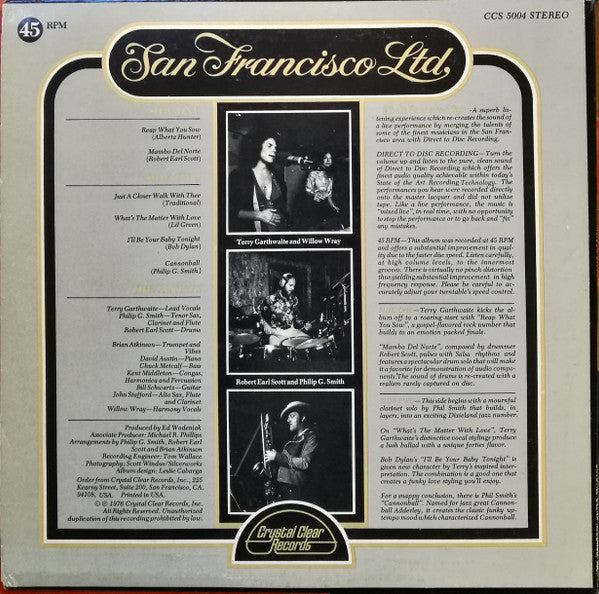 San Francisco Ltd. : San Francisco Ltd. (LP, Album, Ltd, Whi)