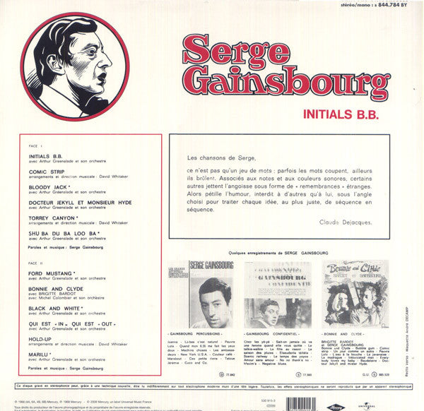 Serge Gainsbourg : Initials B.B. (LP, Comp, RE, 180)