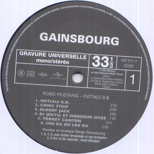 Serge Gainsbourg : Initials B.B. (LP, Comp, RE, 180)