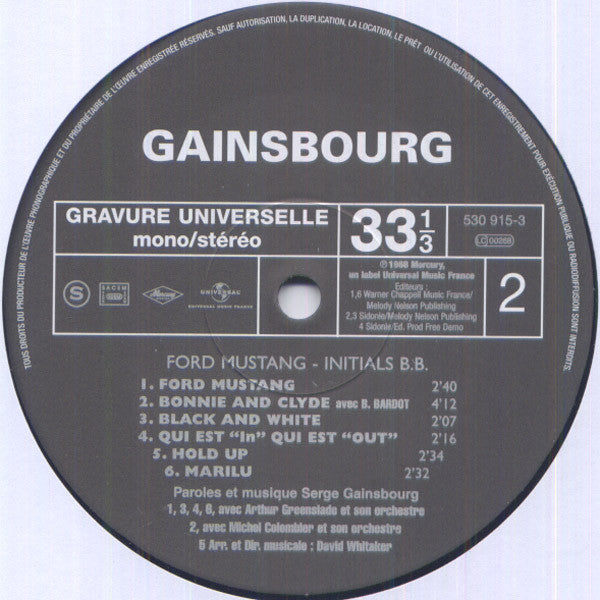 Serge Gainsbourg : Initials B.B. (LP, Comp, RE, 180)