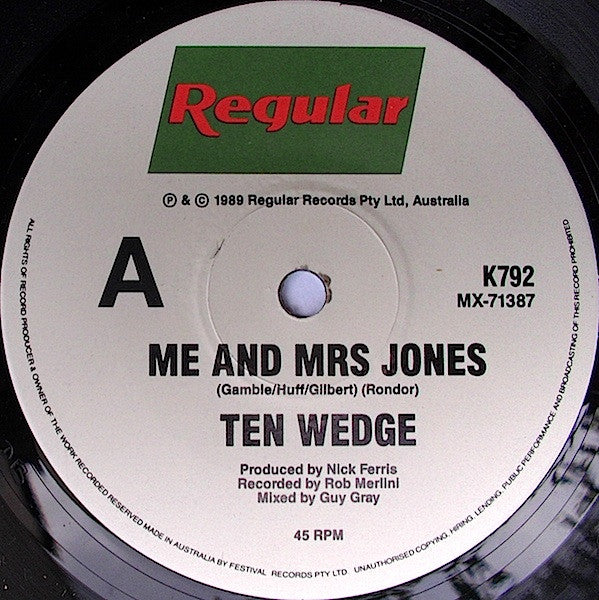 Ten Wedge : Me And Mrs Jones / Too Tough (7", Single, Ltd)