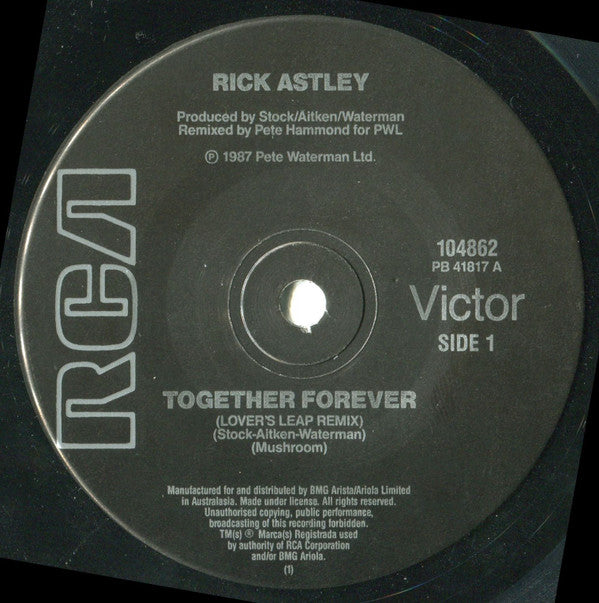 Rick Astley : Together Forever (7", Single)