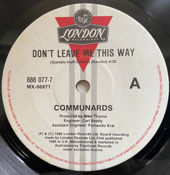 The Communards : Don&#39;t Leave Me This Way (7&quot;, Single)