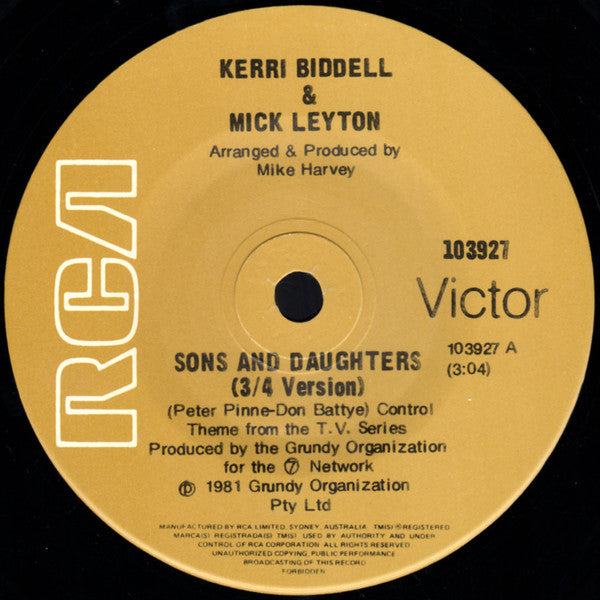 Kerrie Biddell & Mick Layton : Sons And Daughters (7", Single)