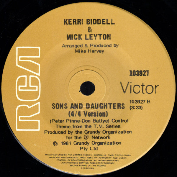 Kerrie Biddell & Mick Layton : Sons And Daughters (7", Single)