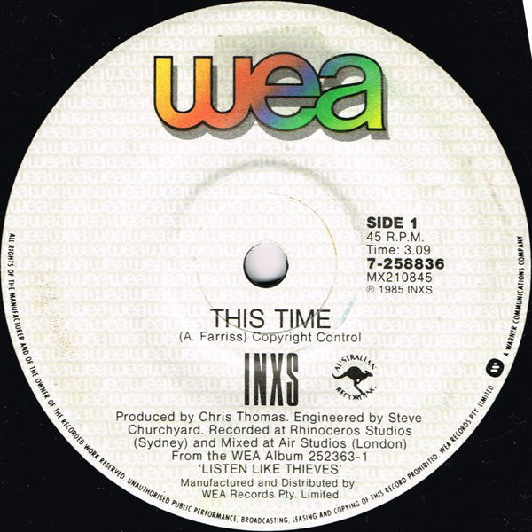 INXS : This Time (7", Single)