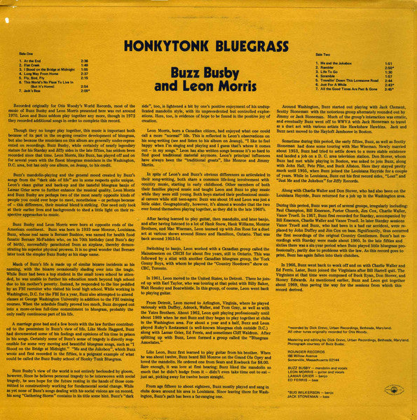 Buzz Busby And Leon Morris : Honkytonk Bluegrass (LP, Album)