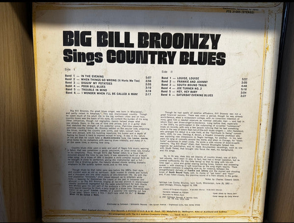 Big Bill Broonzy : Sings Country Blues (LP, Mono)