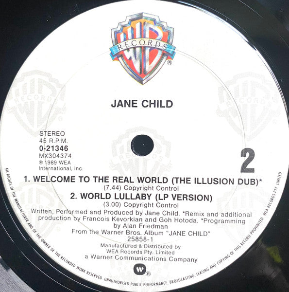 Jane Child : Welcome To The Real World (12", Maxi)