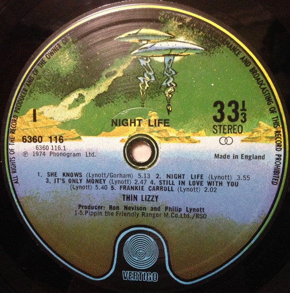 Thin Lizzy : Nightlife (LP, Album, Mat)