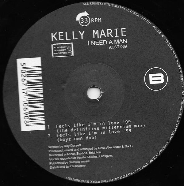 Kelly Marie : I Need A Man (12")