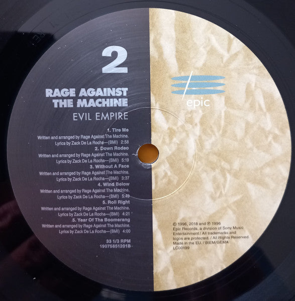 Rage Against The Machine : Evil Empire (LP, Album, RE)