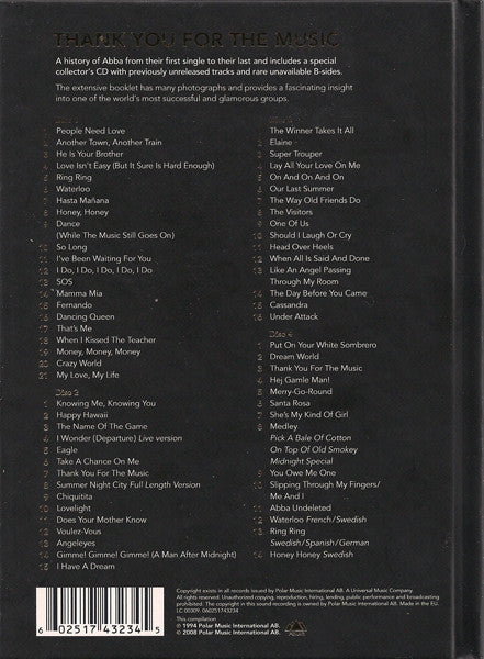 ABBA : Thank You For The Music (4xCD, Comp, RM, Gol + Box, RE)