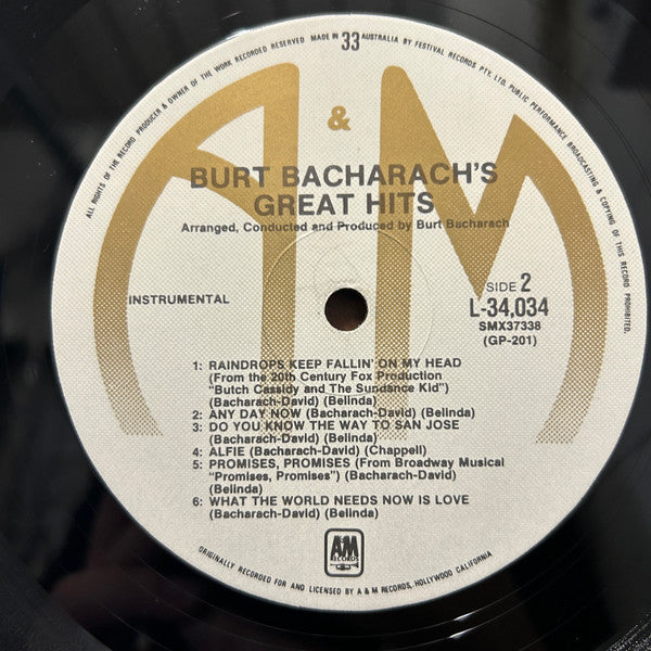Burt Bacharach : Burt Bacharach’s Great Hits (LP, Comp)