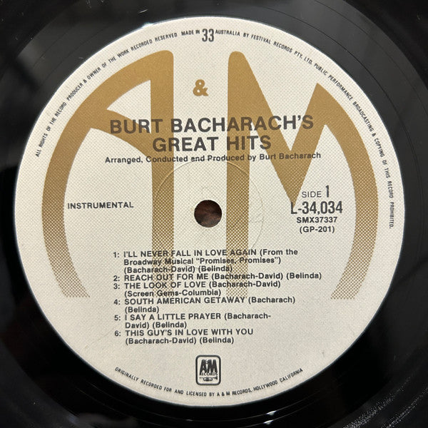 Burt Bacharach : Burt Bacharach’s Great Hits (LP, Comp)