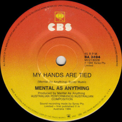 Mental As Anything : Let's Go To Paradise (7")