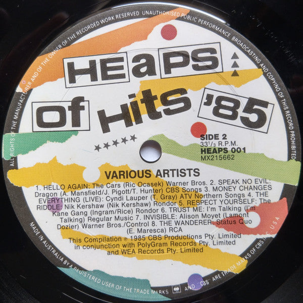 Various : Heaps Of Hits '85 (2xLP, Comp)