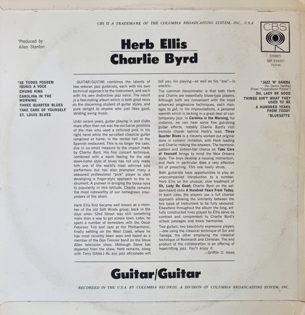 Herb Ellis - Charlie Byrd : Guitar/Guitar (LP, Album)