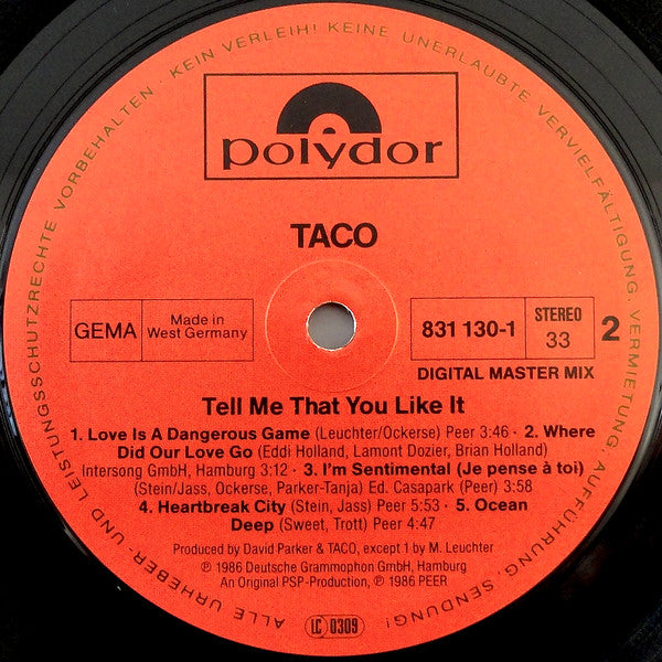 Taco : Tell Me That You Like It (LP, Album)