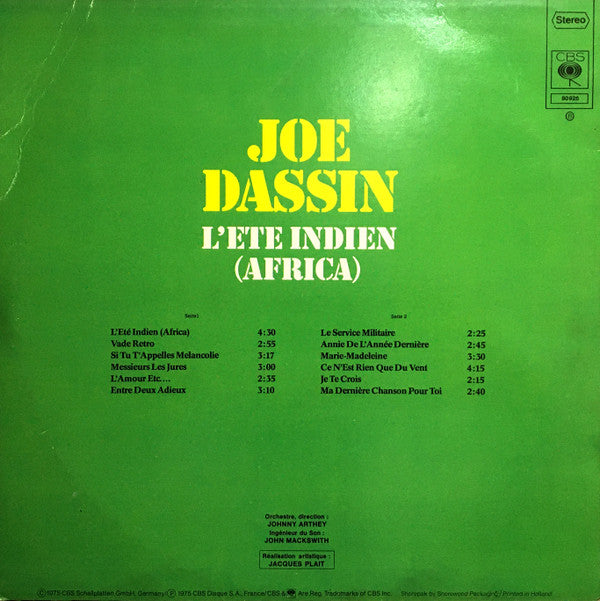 Joe Dassin : L'Ete Indien (Africa) (LP, Album)