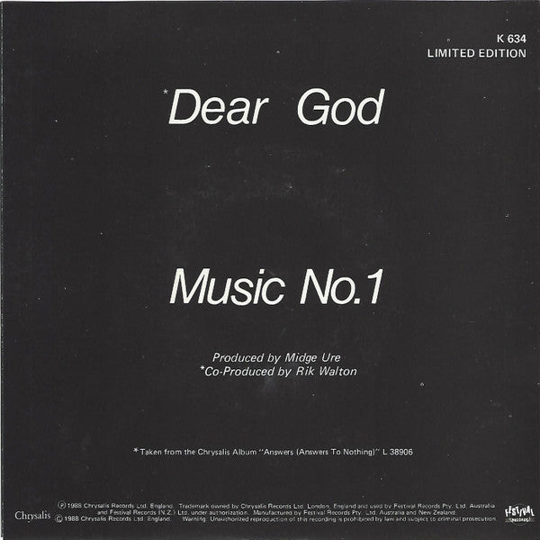 Midge Ure : Dear God (7", Ltd)