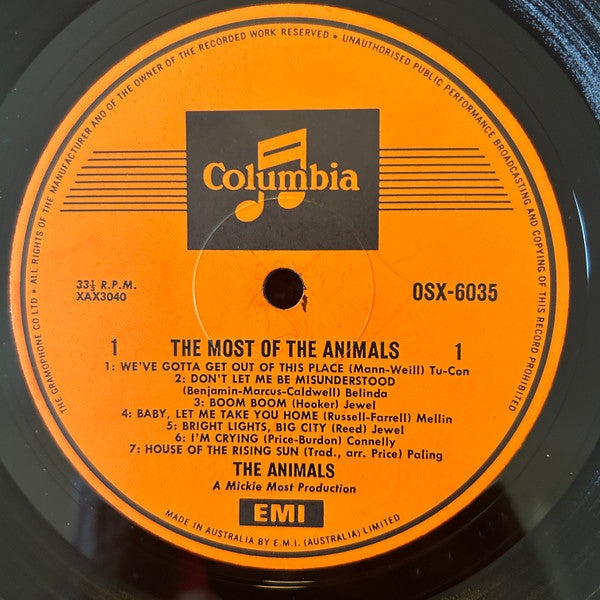 The Animals : The Most Of The Animals (LP, Comp, Mono, RE, Ora)