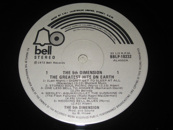 The Fifth Dimension : Greatest Hits On Earth (LP, Comp, RE)