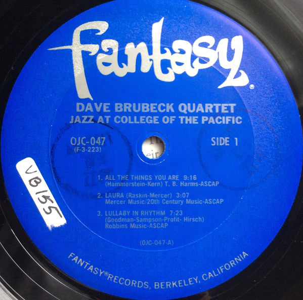 The Dave Brubeck Quartet Featuring Paul Desmond With Ron Crotty And Joe Dodge : Jazz At College Of The Pacific (LP, Album, Mono, RE, Pit)