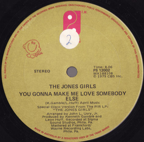 The Jones Girls : You Gonna Make Me Love Somebody Else (12", Single)