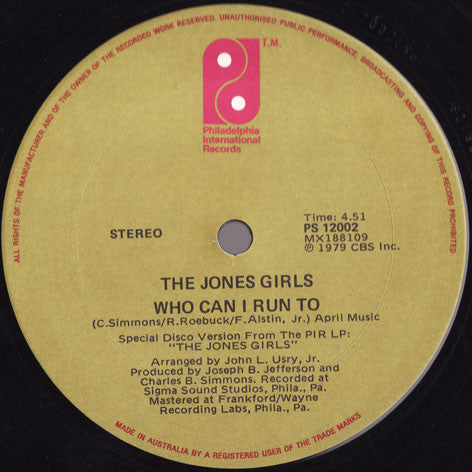 The Jones Girls : You Gonna Make Me Love Somebody Else (12", Single)
