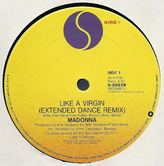 Madonna : Like A Virgin (Extended Dance Remix) (12")