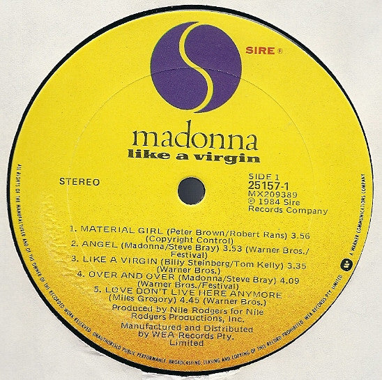 Madonna : Like A Virgin (LP, Album)