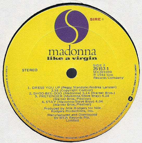 Madonna : Like A Virgin (LP, Album)