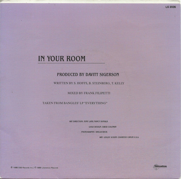 Bangles : In Your Room (7", Single)