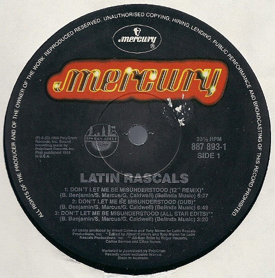 The Latin Rascals : Don&#39;t Let Me Be Misunderstood (12&quot;)