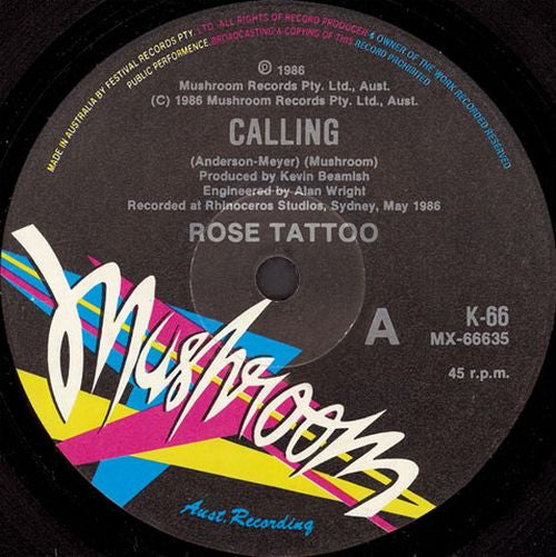 Rose Tattoo : Calling (7", Single)