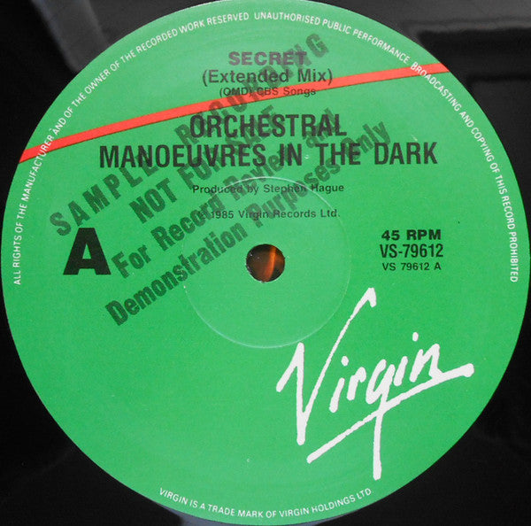 Orchestral Manoeuvres In The Dark : Secret (Extended Mix) (12", Single, Promo)