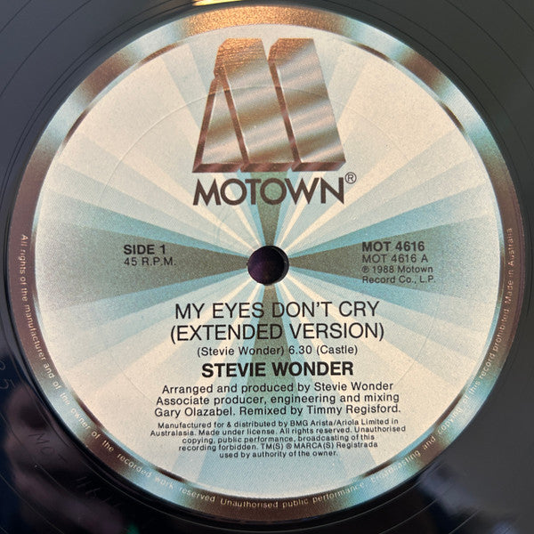 Stevie Wonder : My Eyes Don't Cry (12", Single)