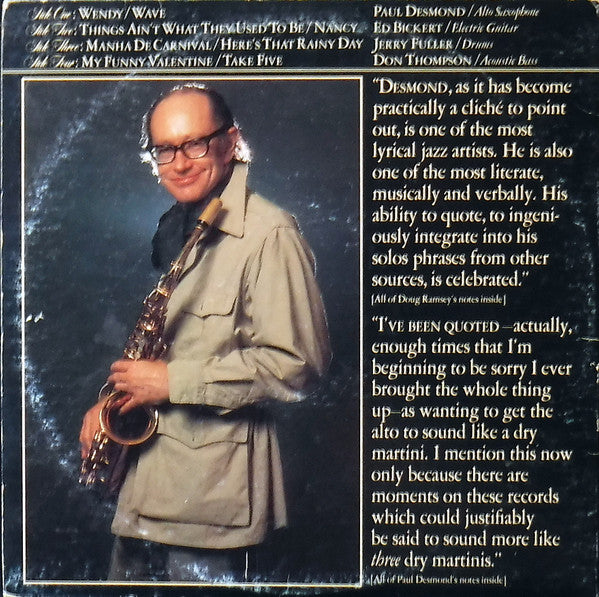 The Paul Desmond Quartet : Live (2xLP, Album, Ter)