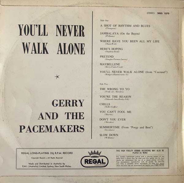 Gerry & The Pacemakers : You'll Never Walk Alone (LP, Album)