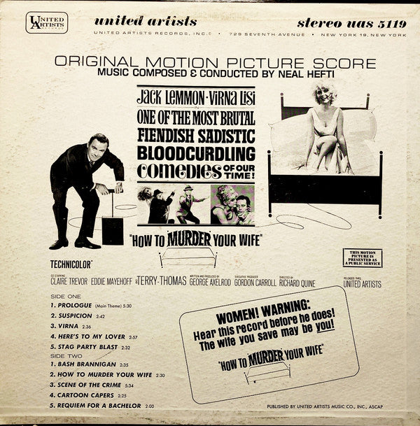 Neal Hefti : How To Murder Your Wife (Original Motion Picture Score) (LP, Album)