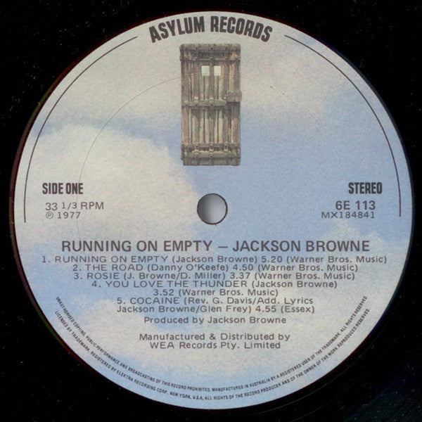 Jackson Browne : Running On Empty (LP, Album)