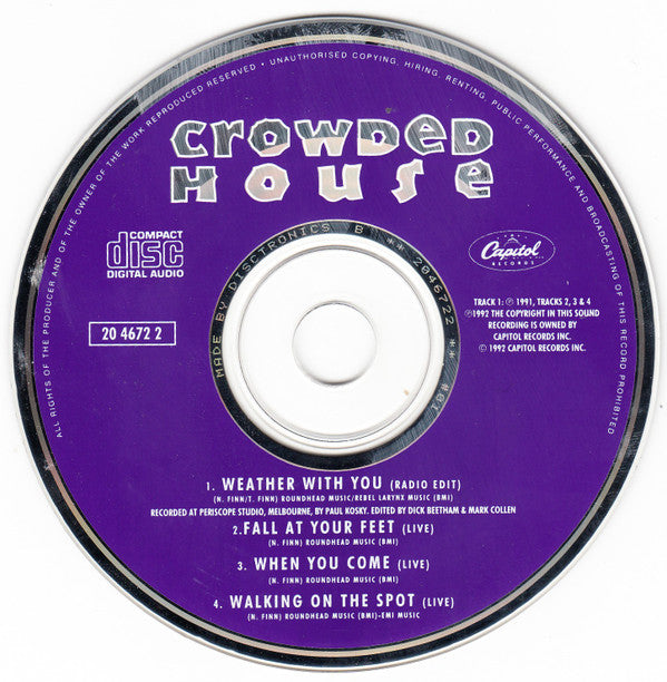 Crowded House : Weather With You (CD, Single)