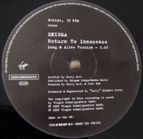 Enigma : Return To Innocence (12", Single)