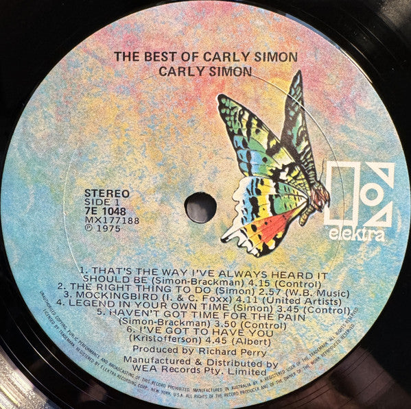 Carly Simon : The Best Of Carly Simon (LP, Comp)