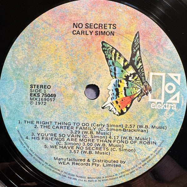 Carly Simon : No Secrets (LP, Album)