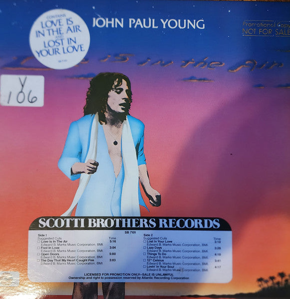 John Paul Young : Love is in the Air (LP, Album, Promo)
